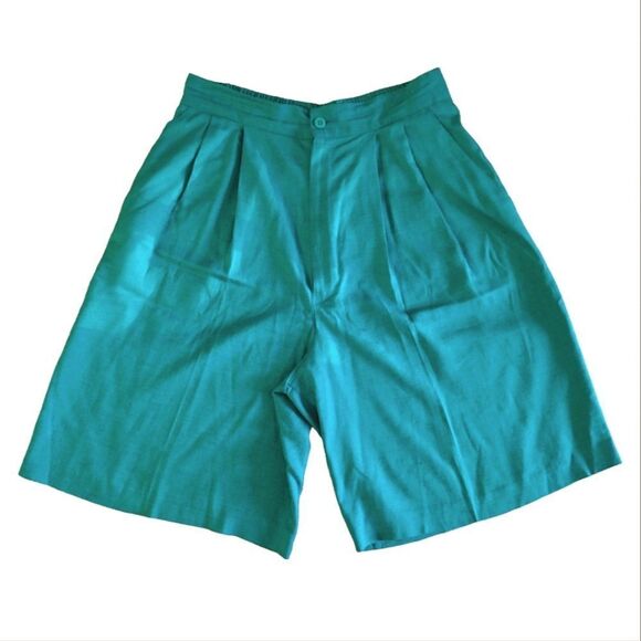 VTG Ellen Figg Green Ultra High Rise Linen Blend Bermuda Shorts Size 10 *Medium - Picture 2 of 14